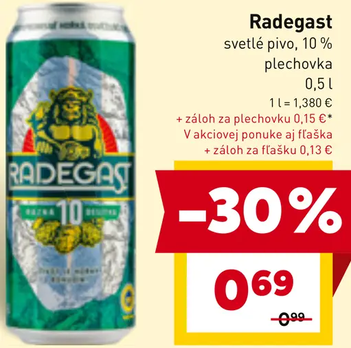 Radegast svetlé pivo 12% Ratar plechovka