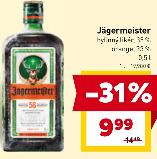 Jägermeister bylinný likér s pomarančom