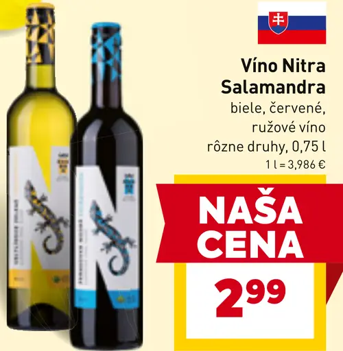 Vino Nitra Salamandra biele, červené, ružové víno