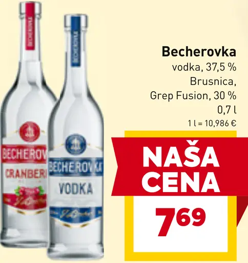 Becherovka vodka Brusnica alebo Grep Fusion