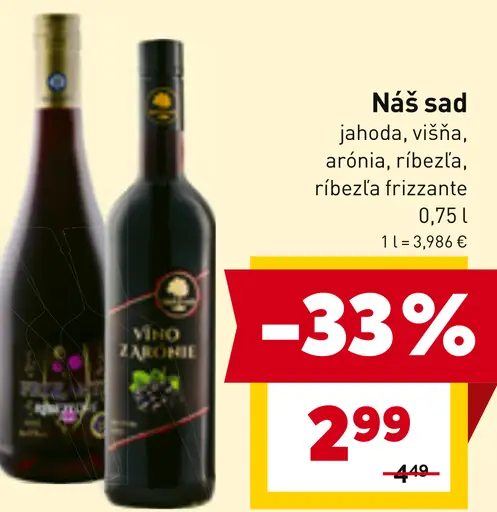 Náš sad jahoda, višňa, arónia, ríbezľa frizzante