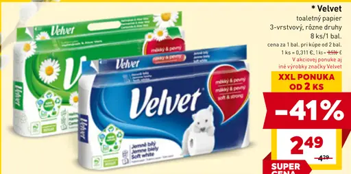 Velvet toaletný papier 3-vrstvový