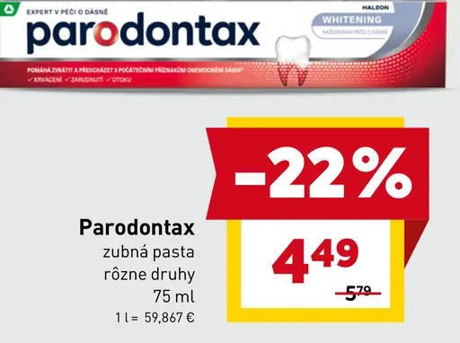 Parodontax zubná pasta rôzne druhy