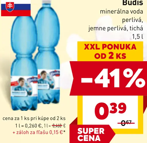 Budiš minerálna voda perlivá, jemne perlivá, tichá