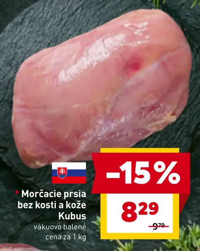 Morčacie prsia bez kosti a kože Kubus vákuovo balené