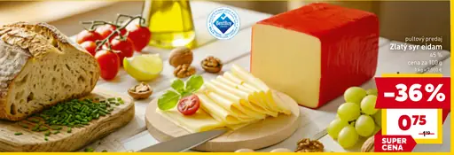 Zlatý syr eidam pultový predaj