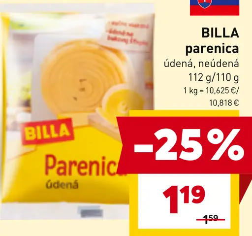 BILLA parenica údená, neúdená