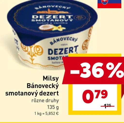 Milsy Báňovecký smotanový dezert