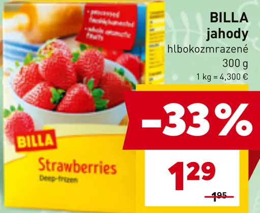 BILLA jahody hlboko zmrazené