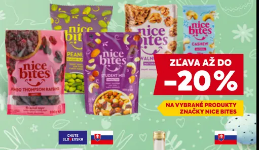 Nice Bites ovocné a orechové snacky rôzne druhy