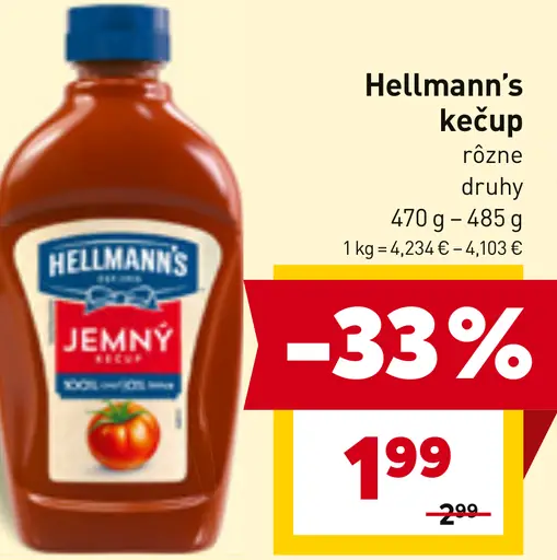 Hellmann’s kečup jemný alebo iné druhy