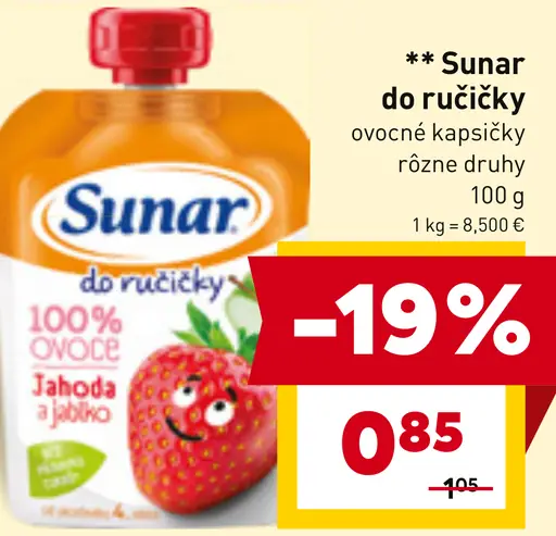 Sunar do ručičky ovocné kapsičky rôzne druhy