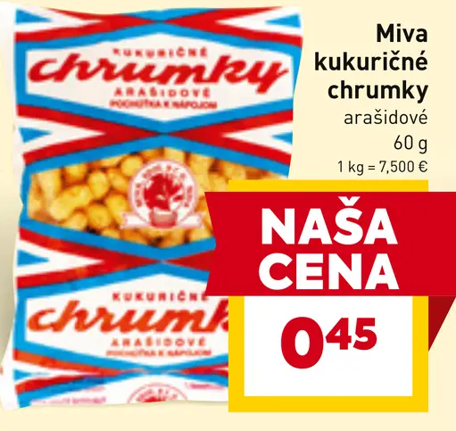 Miva kukuričné chrumky arašídové