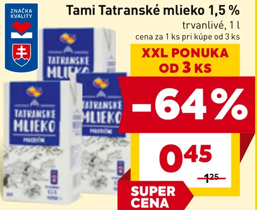 Tami Tatranské mlieko 1,5 % trvanlivé