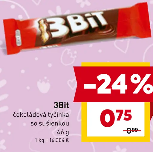 3Bit čokoládová tyčinka so sušienkou