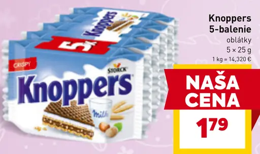 Knoppers oblátky 5-balenie