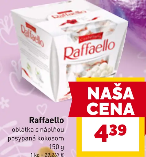 Raffaello oblátka s náplňou posypaná kokosom