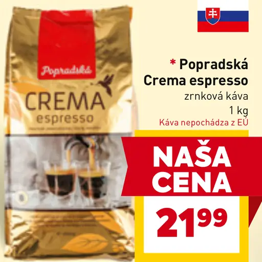 Popradská Crema Espresso zrnková káva