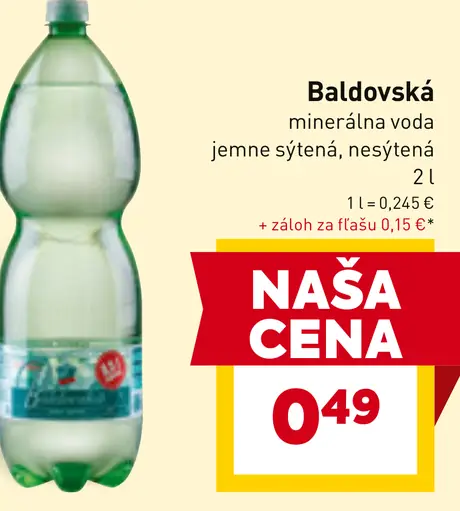 Baldovská minerálna voda jemne sýtená, nesýtená