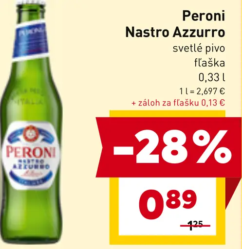 Peroni Nastro Azzurro svetlé pivo fľaša