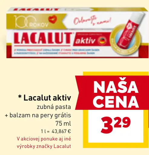 Lacalut aktiv zubná pasta + balzam na pery