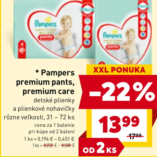 Pampers premium pants detské nohavičky