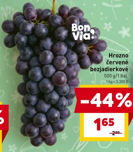 Hrozno červené bezjadierkové