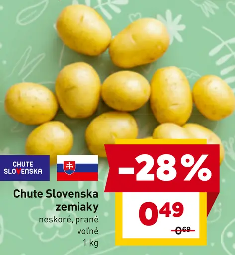 Chute Slovenska zemiaky neskoré prané voľné