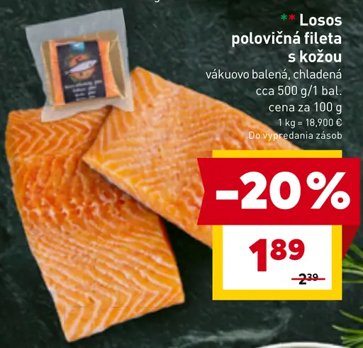 Losos polovčná fileta s kožou
