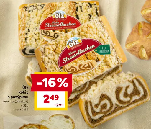 Ölz koláč s posýpkou orechový alebo makový