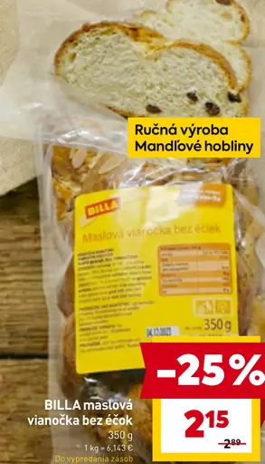 BILLA maslová vianočka bez éčok