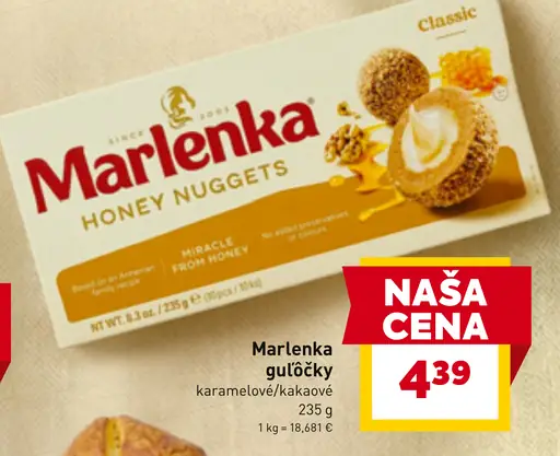 Marlenka Honey Nuggets guľôčky karamelové alebo kakaové