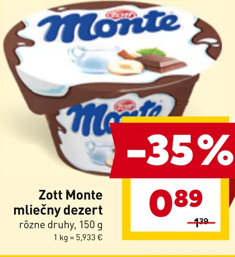 Zott Monte Maxi mliečny dezert