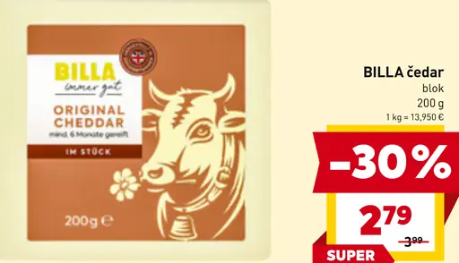 Billa Original Cheddar syr blok