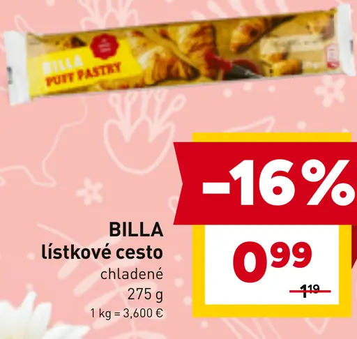 BILLA lístkové cesto chladené