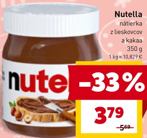 Nutella Nátierka z lieskovcov a kakaa