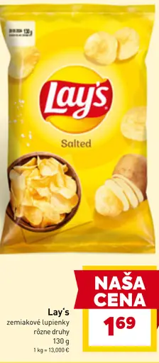 Lay’s zemiakové lupienky Salted rôzne druhy