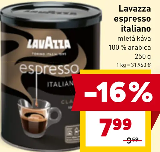 Lavazza Espresso Italiano classico mletá káva 100 % arabica