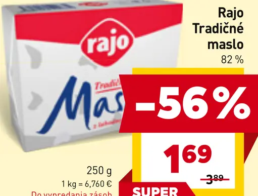 Rajo Tradičné maslo 82 %