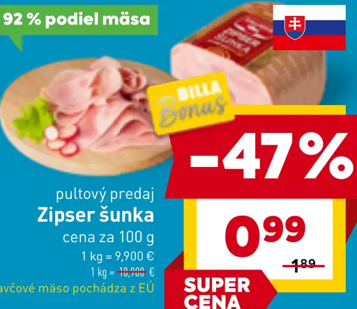 Billa Bonus Zipser šunka