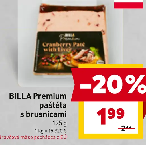 BILLA Premium brusnicová paštéta