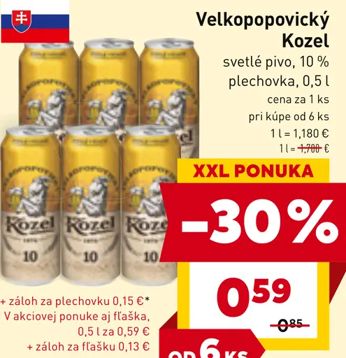 Velkopopovický Kozel svetlé pivo 10% plechovka