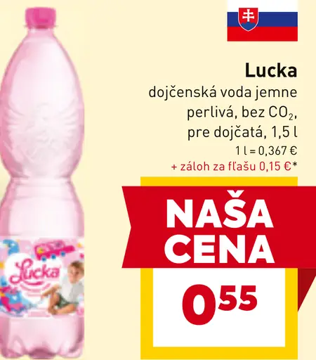 Lucka dojčenská voda jemne perlivá bez CO₂