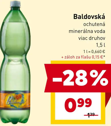 Baldovská ochutená minerálna voda rôzne druhy