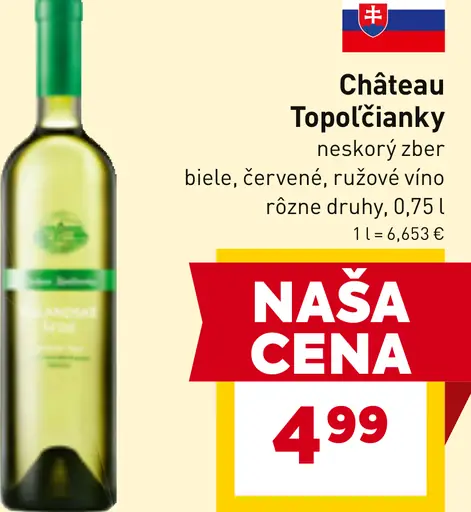 Château Topoľčianky neskorý zber víno biele, červené, ružové rôzne druhy