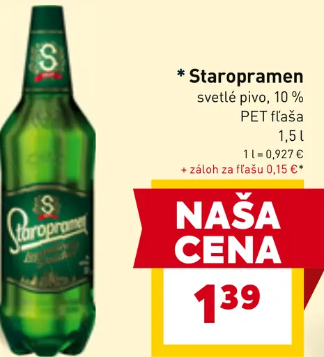 Staropramen svetlé pivo 10% PET fľaša