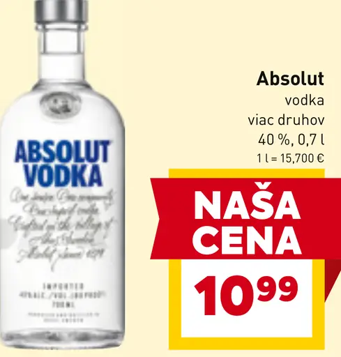 Absolut vodka viac druhov