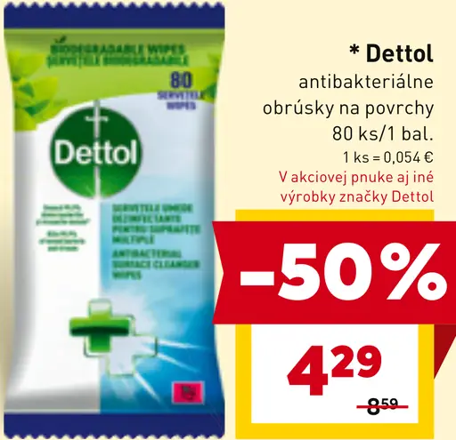 Dettol Antibakteriálne obrúsky na povrchy