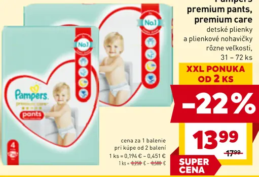 Pampers premium pants, premium care detské plienky a plienkové nohavičky
