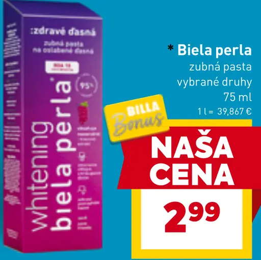 Biela perla Zubná pasta rôzne druhy